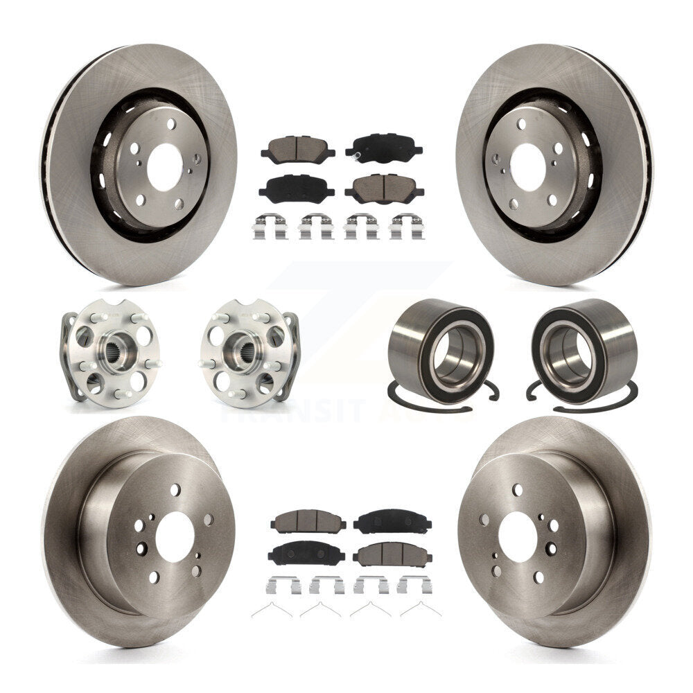 Hub Bearing Brake Rotor Pad Front Rear Kit (10Pc) For 2009-2016 Toyota Venza AWD