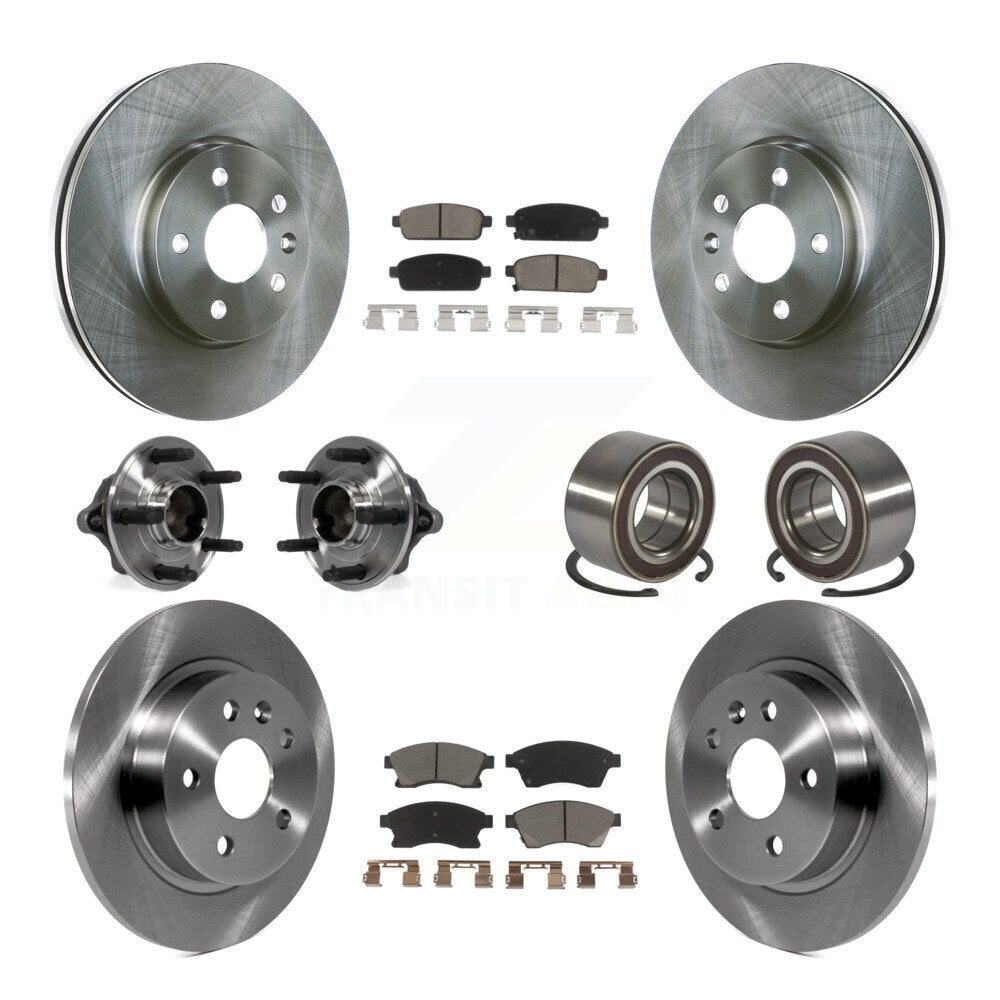 Hub Bearing Disc Brake Rotors And Pads Front Rear Kit (10Pc) For Chevrolet Sonic