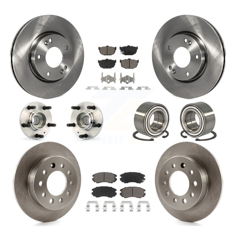 Hub Bearing Disc Brake Rotors And Pads Front Rear Kit (10Pc) For Hyundai Tiburon