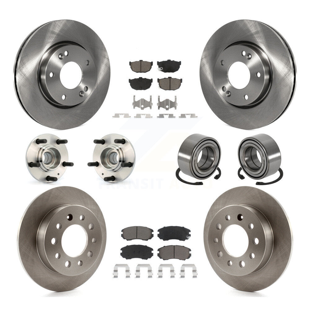 Hub Bearing Disc Brake Rotors And Pads Front Rear Kit (10Pc) For Hyundai Tiburon