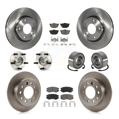 Hub Bearing Disc Brake Rotors And Pads Front Rear Kit (10Pc) For Hyundai Tiburon