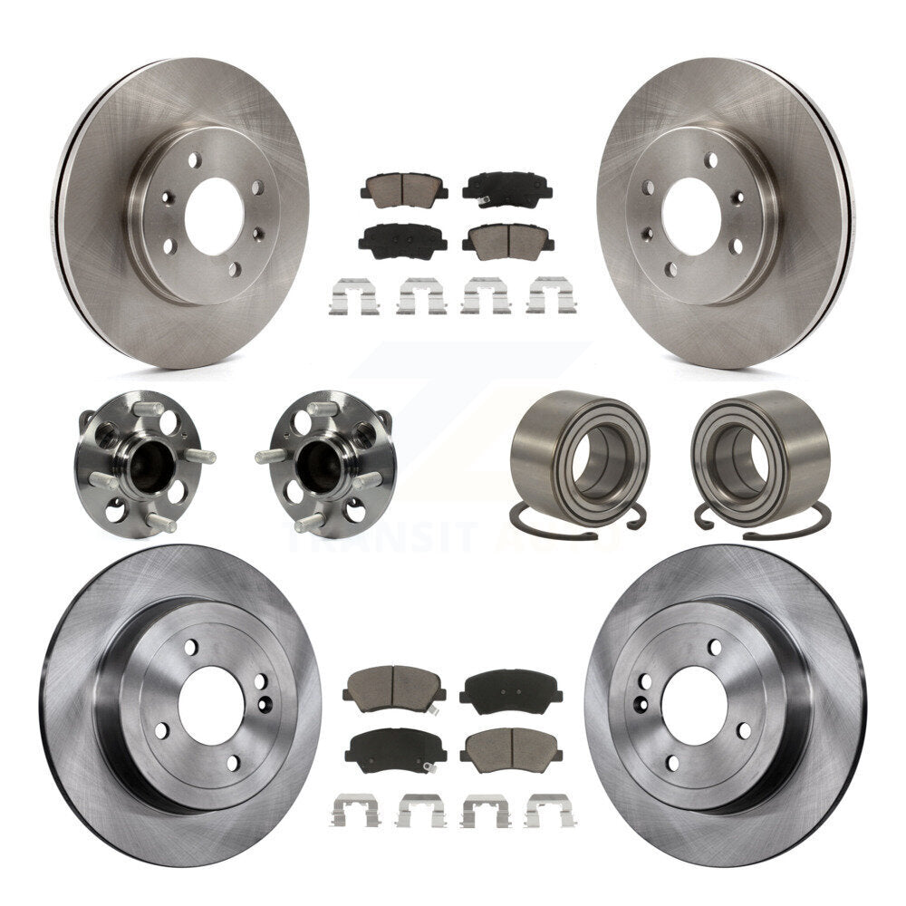 Hub Bearing Brake Rotor & Pad Front Rear Kit (10Pc) For 2012-2017 Hyundai Accent