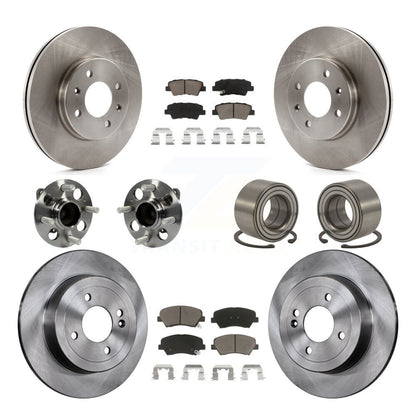 Hub Bearing Brake Rotor & Pad Front Rear Kit (10Pc) For 2012-2017 Hyundai Accent