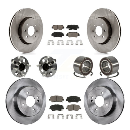Hub Bearing Disc Brake Rotors And Ceramic Pads Front Rear Kit (10Pc) For Kia Rio