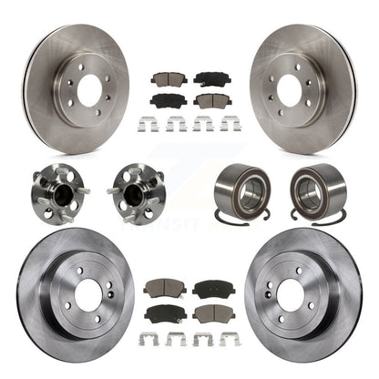 Hub Bearing Disc Brake Rotors And Ceramic Pads Front Rear Kit (10Pc) For Kia Rio