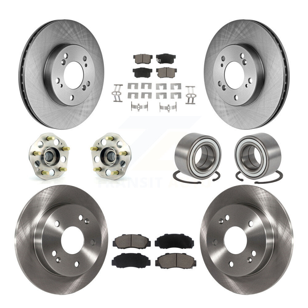 Hub Bearing Brake Rotor & Pads Front Rear Kit (10Pc) For 1997-2001 Honda Prelude