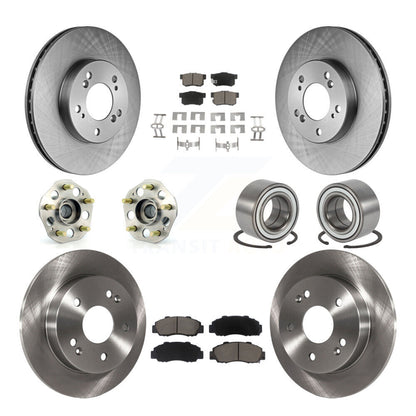 Hub Bearing Brake Rotor & Pads Front Rear Kit (10Pc) For 1997-2001 Honda Prelude