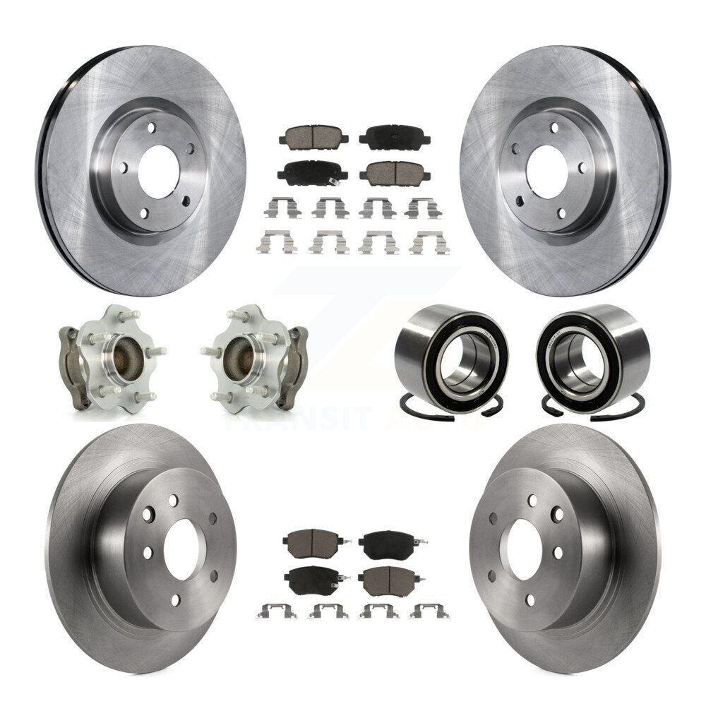 Hub Bearing Disc Brake Rotor Pads Front Rear Kit (10Pc) For Nissan Altima Maxima