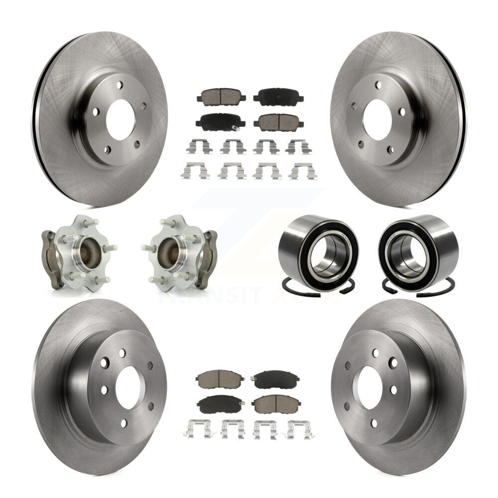 Hub Bearings Disc Brake Rotors And Pads Front Rear Kit (10Pc) For Nissan Altima