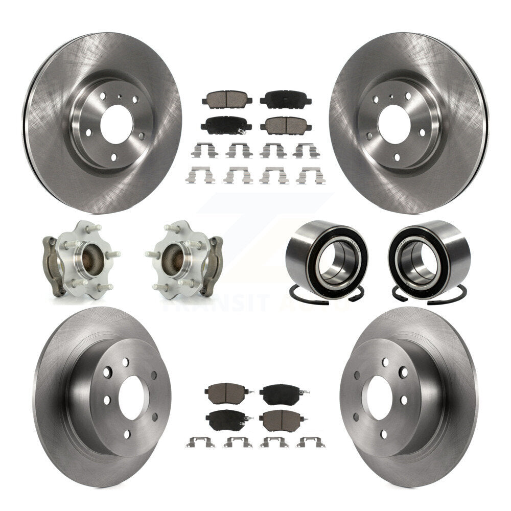 Hub Bearing Disc Brake Rotor Pads Front Rear Kit (10Pc) For Nissan Altima Maxima