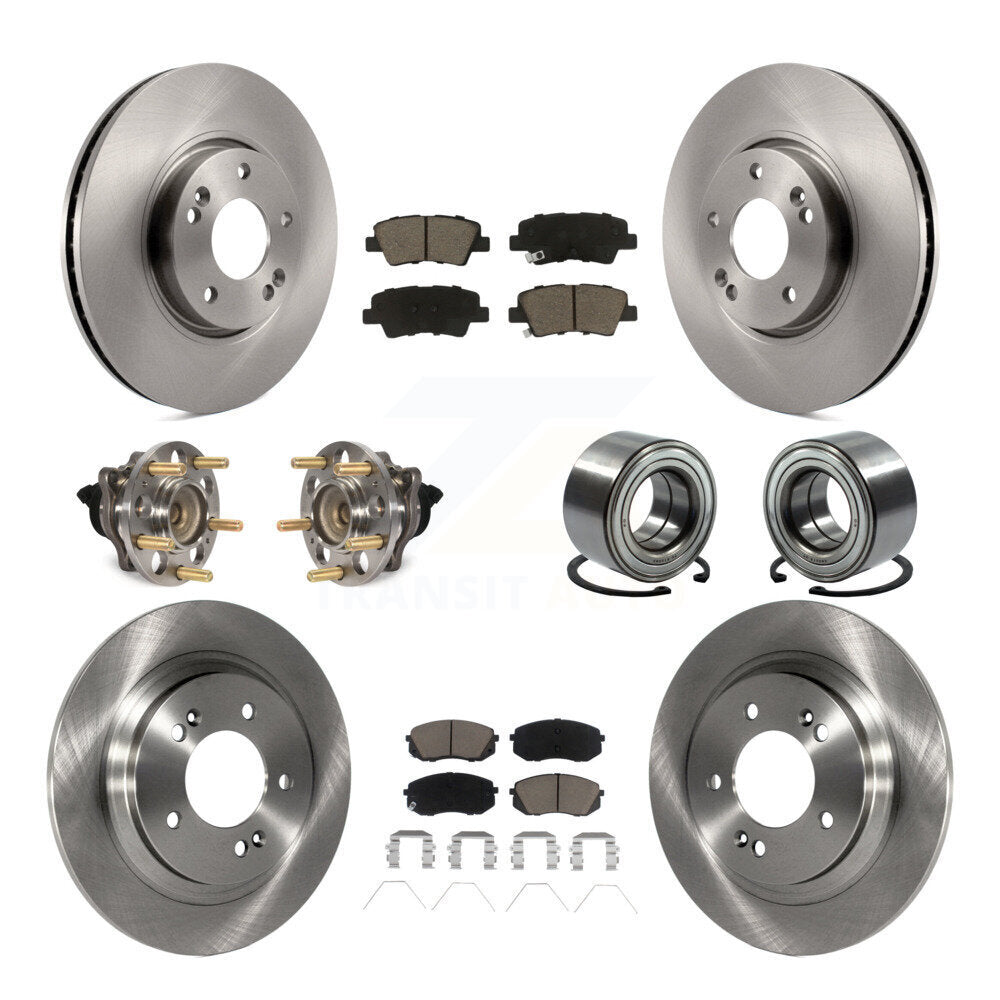 Hub Bearing Disc Brake Rotor Pad Front Rear Kit (10Pc) For 2017-2019 Kia Soul EV