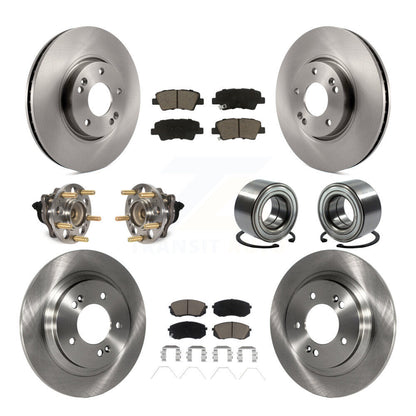 Hub Bearing Disc Brake Rotor Pad Front Rear Kit (10Pc) For 2017-2019 Kia Soul EV