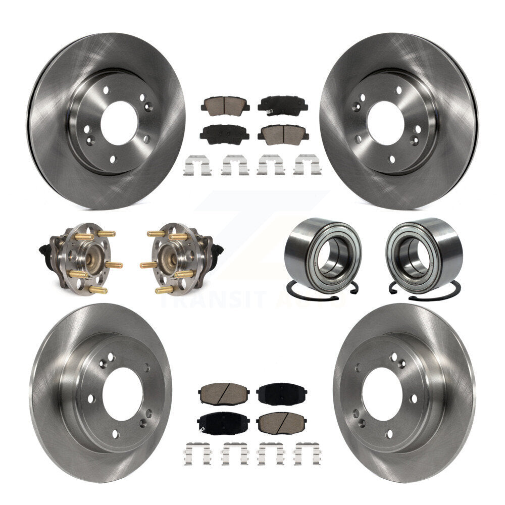 Hub Bearing Disc Brake Rotor & Pads Front Rear Kit (10Pc) For 2014-2016 Kia Soul