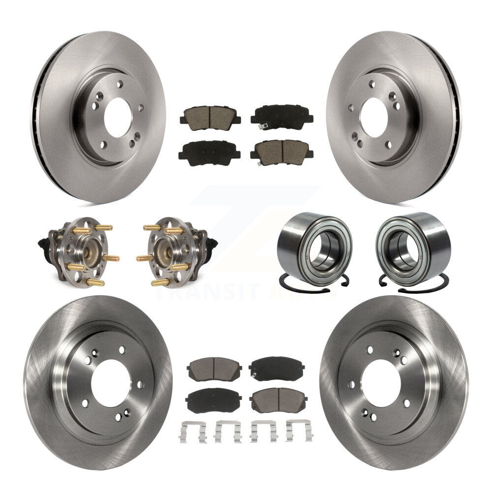 Wheel Hub Bearing Disc Brake Rotor And Pad Front Rear Kit (10Pc) For Kia Soul EV