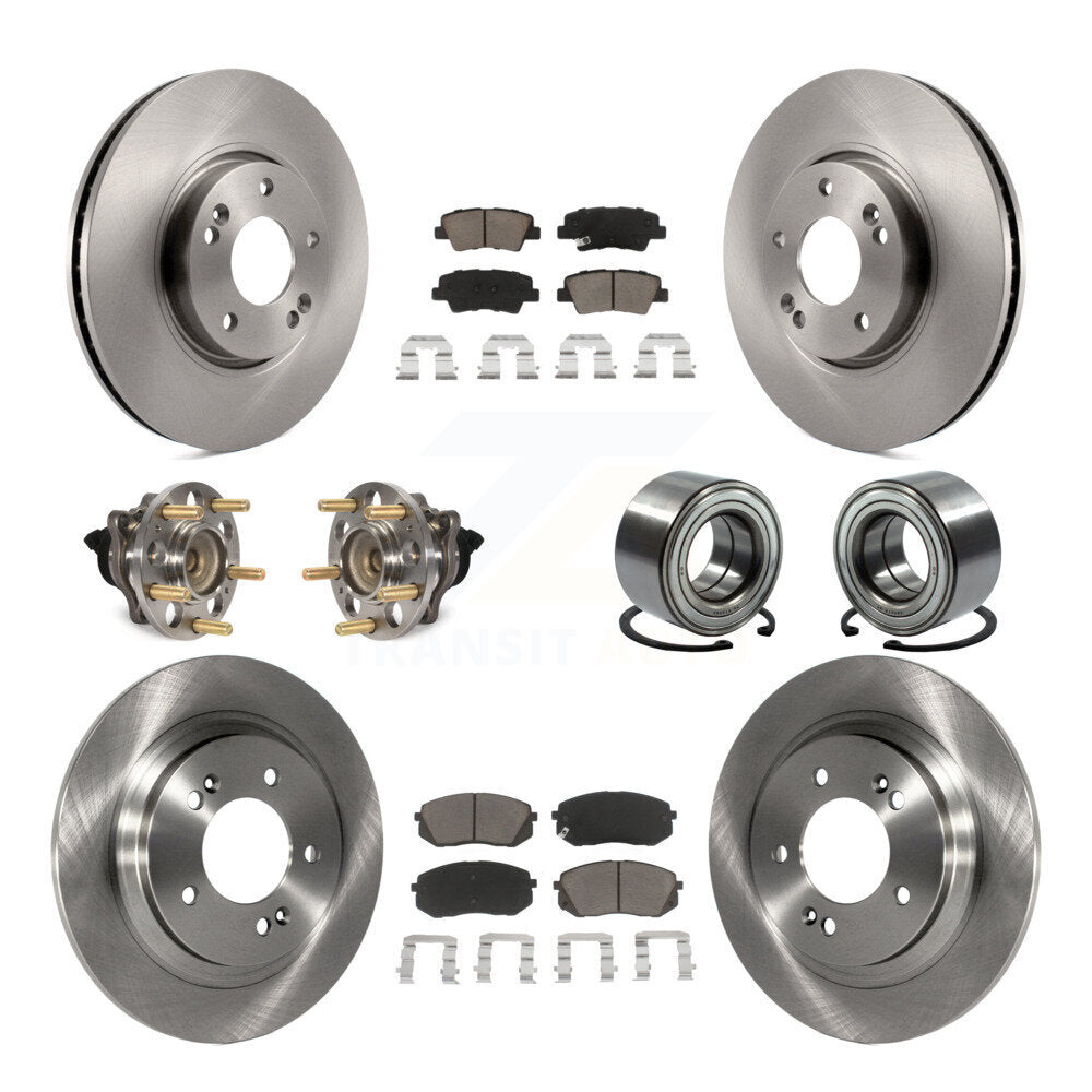 Wheel Hub Bearing Disc Brake Rotor And Pad Front Rear Kit (10Pc) For Kia Soul EV
