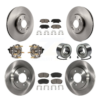 Wheel Hub Bearing Disc Brake Rotor And Pad Front Rear Kit (10Pc) For Kia Soul EV