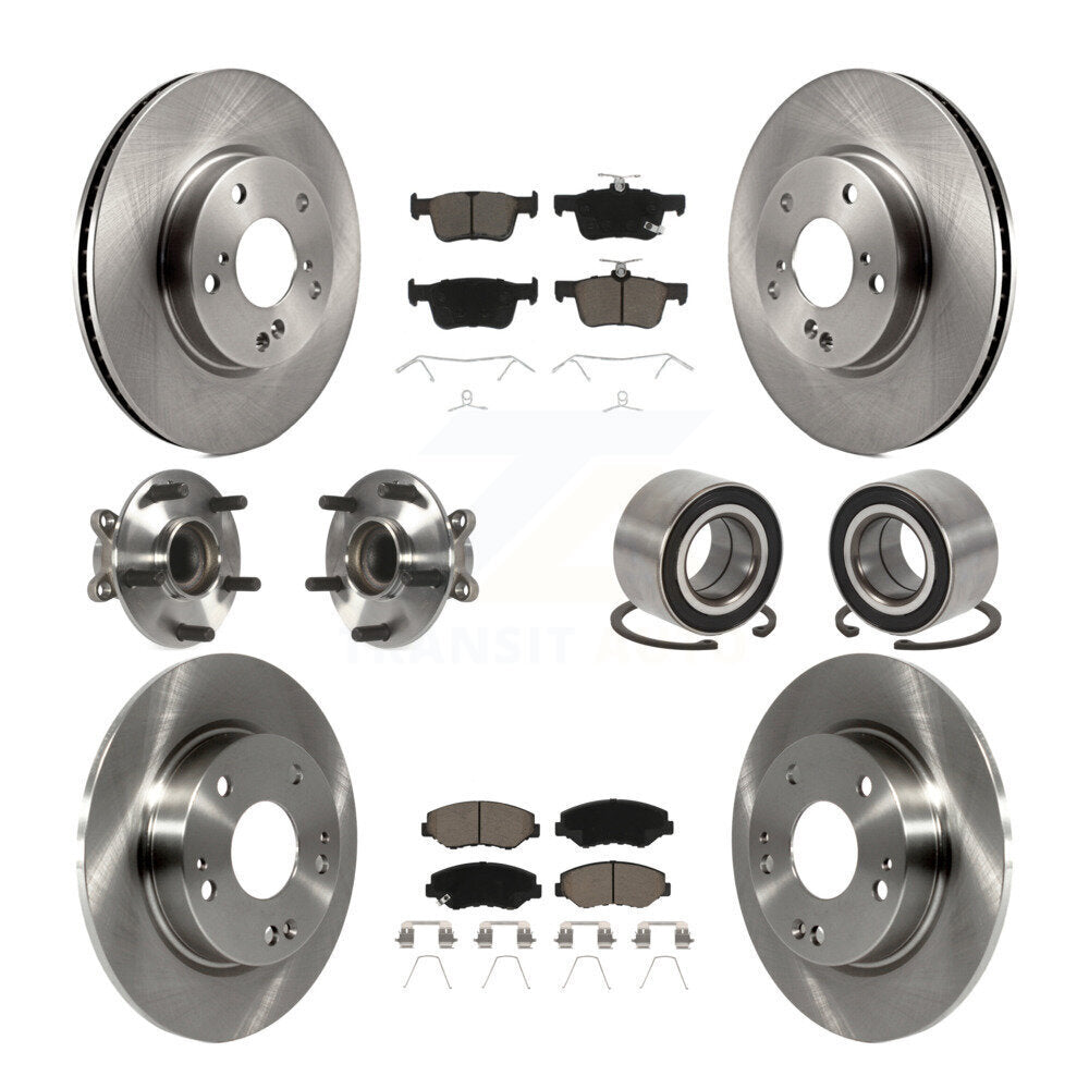 Wheel Hub Bearing Disc Brake Rotor And Pad Front Rear Kit (10Pc) For Honda Civic