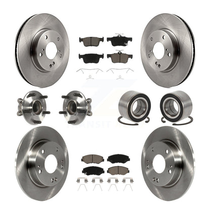 Wheel Hub Bearing Disc Brake Rotor And Pad Front Rear Kit (10Pc) For Honda Civic