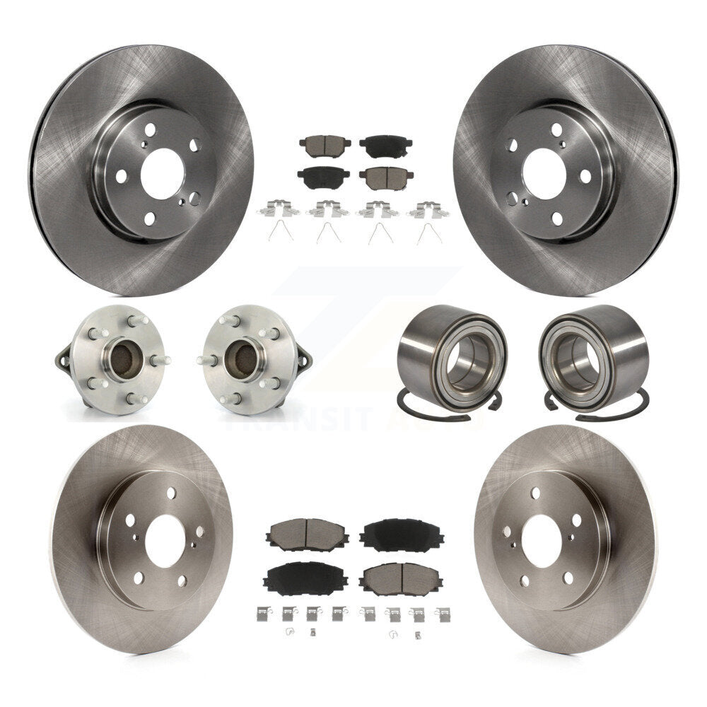 Hub Bearings Disc Brake Rotors And Pads Front Rear Kit (10Pc) For Toyota Matrix