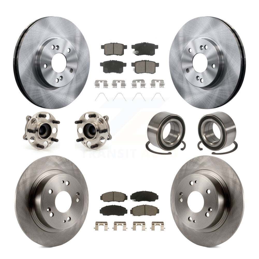 Hub Bearing Brake Rotor And Pad Front Rear Kit (10Pc) For Honda Accord Acura TSX