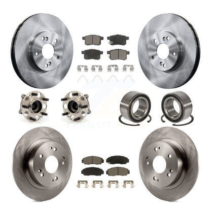 Hub Bearing Brake Rotor And Pad Front Rear Kit (10Pc) For Honda Accord Acura TSX