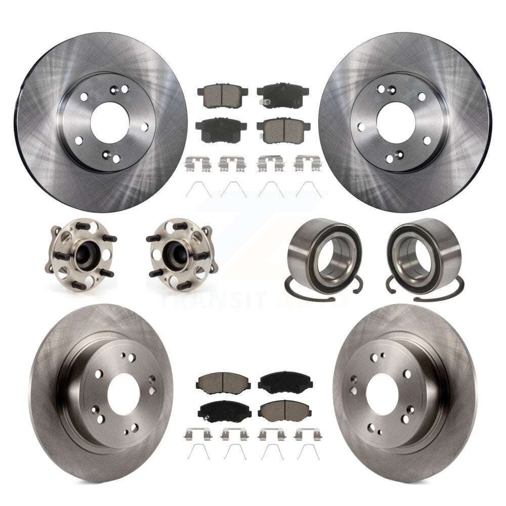 Hub Bearings Disc Brake Rotors And Pads Front Rear Kit (10Pc) For Honda Accord