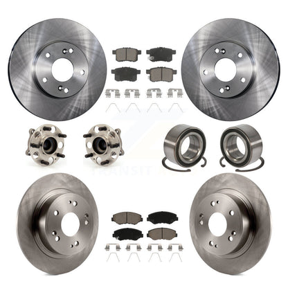 Hub Bearings Disc Brake Rotors And Pads Front Rear Kit (10Pc) For Honda Accord