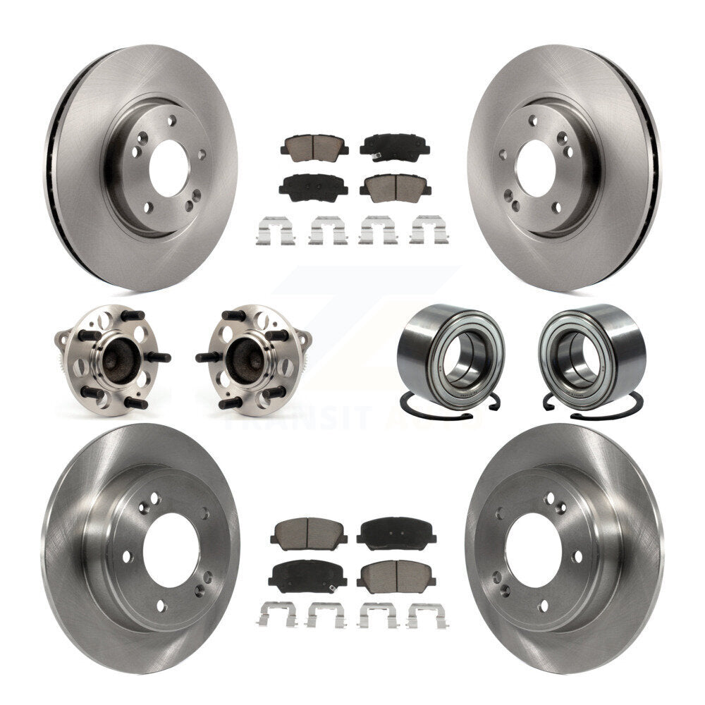 Hub Bearing Disc Brake Rotor Pad Front Rear Kit (10Pc) For Kia Forte Forte5 Koup