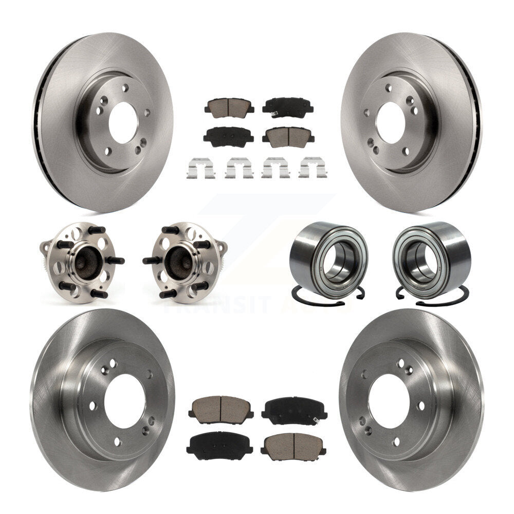 Hub Bearings Disc Brake Rotors And Pads Front Rear Kit (10Pc) For Kia Forte Koup