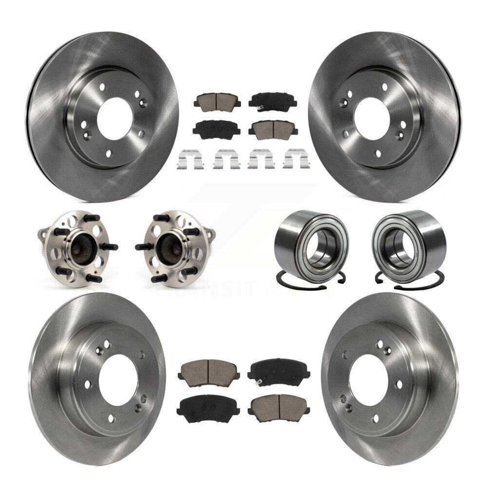 Hub Bearing Brake Rotor And Pad Front Rear Kit (10Pc) For Hyundai Elantra GT Kia