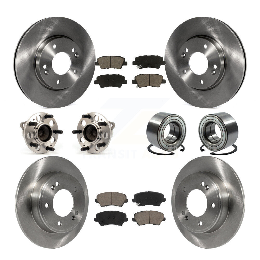 Hub Bearing Brake Rotor & Pad Front Rear Kit (10Pc) For Kia Forte Hyundai Forte5