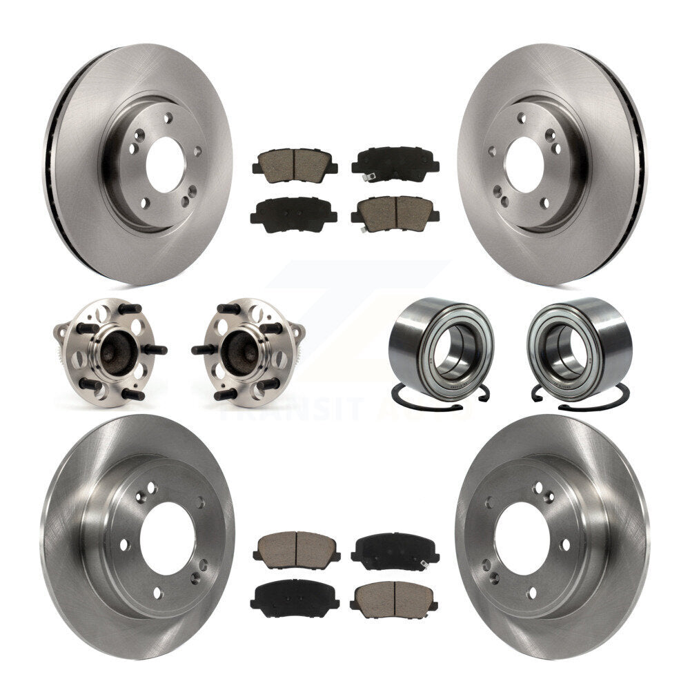 Hub Bearing Brake Rotor & Pad Front Rear Kit (10Pc) For Kia Forte Forte5 Hyundai