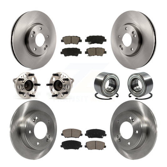 Hub Bearing Brake Rotor & Pad Front Rear Kit (10Pc) For Kia Forte Forte5 Hyundai