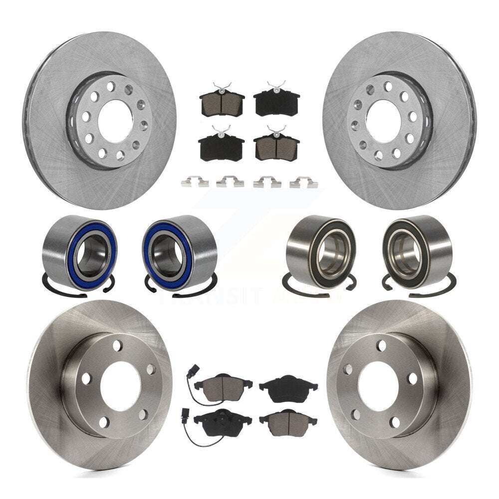 Bearings Disc Brake Rotors And Pads Front Rear Kit (10Pc) For Volkswagen Passat