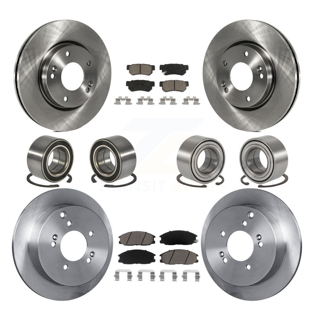Bearing Brake Rotor Pad Front Rear Kit (10Pc) For 2001-2006 Hyundai Santa Fe 4WD