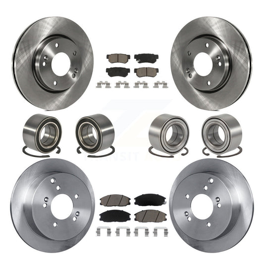 Bearing Brake Rotor Pad Front Rear Kit (10Pc) For 2001-2006 Hyundai Santa Fe 4WD