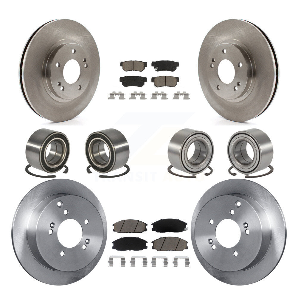 Bearing Brake Rotor Pad Front Rear Kit (10Pc) For 2001-2006 Hyundai Santa Fe 4WD