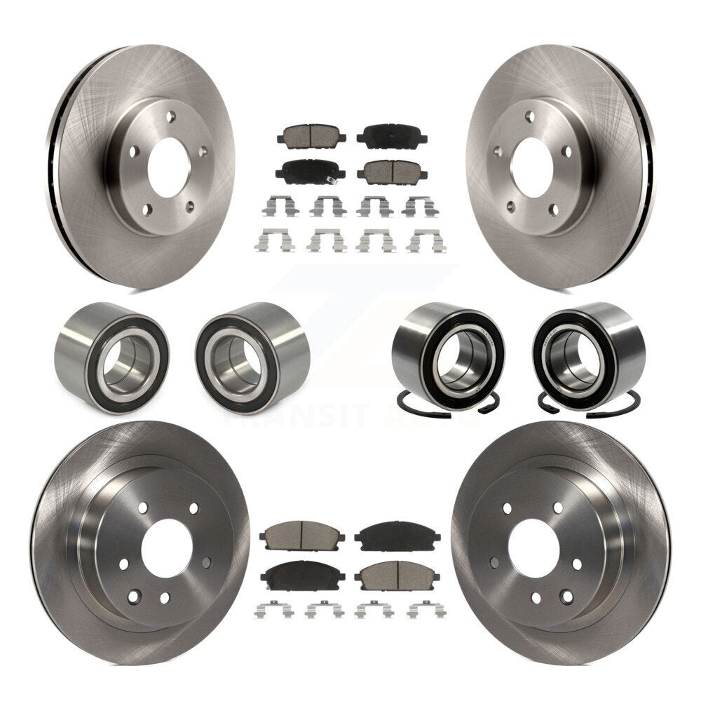 Wheel Bearing Disc Brake Rotor And Pads Front Rear Kit (10Pc) For Nissan X-Trail