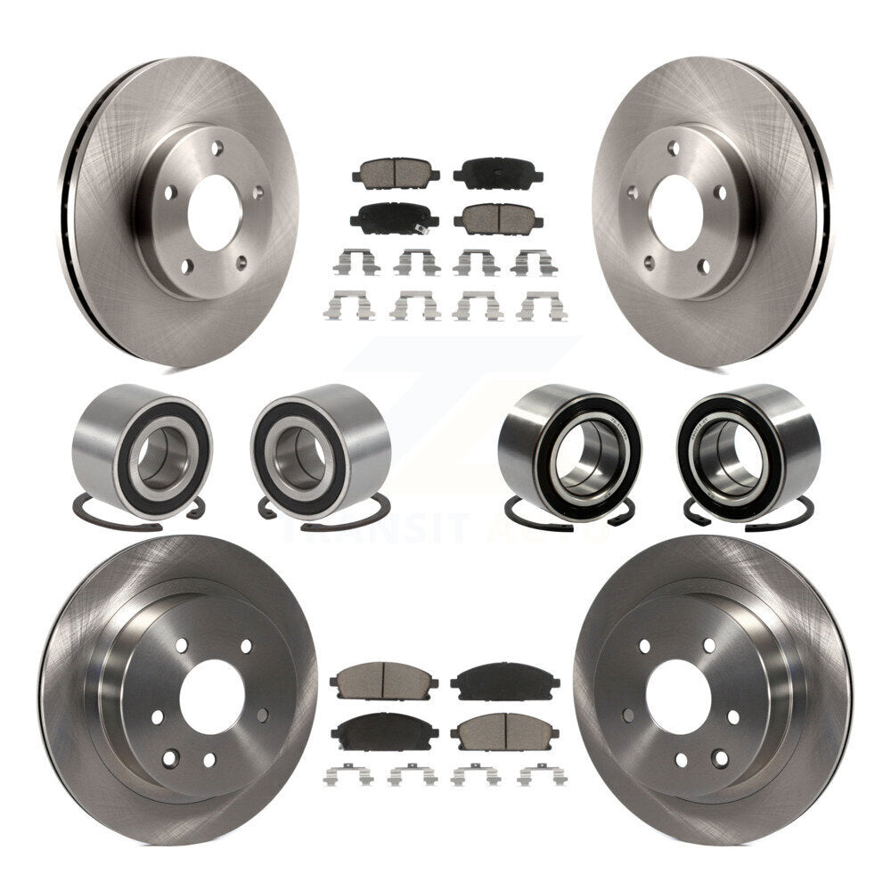 Bearing Brake Rotor & Pad Front Rear Kit (10Pc) For 2005-2006 Nissan X-Trail FWD