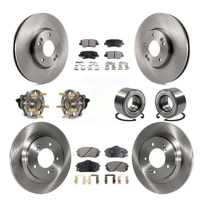 Wheel Hub Bearing Disc Brake Rotor And Pad Front Rear Kit (10Pc) For Kia Soul EV