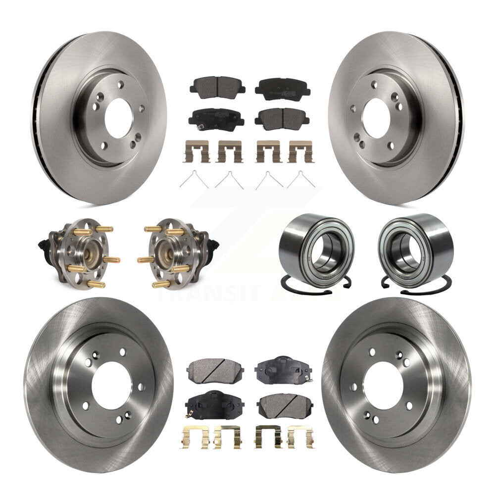 Wheel Hub Bearing Disc Brake Rotor And Pad Front Rear Kit (10Pc) For Kia Soul EV