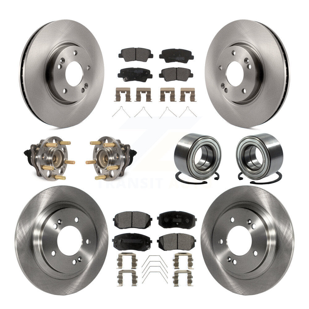 Hub Bearing Disc Brake Rotor Pad Front Rear Kit (10Pc) For 2017-2019 Kia Soul EV