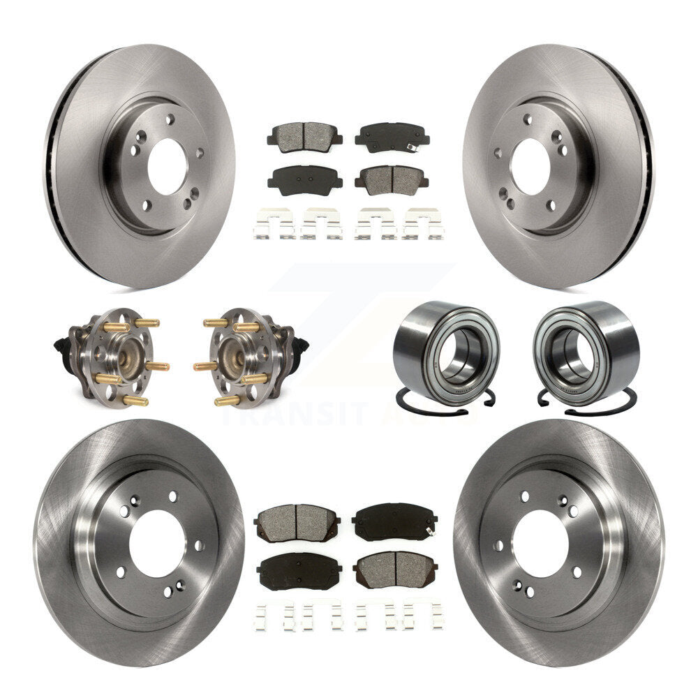 Wheel Hub Bearing Disc Brake Rotor And Pad Front Rear Kit (10Pc) For Kia Soul EV