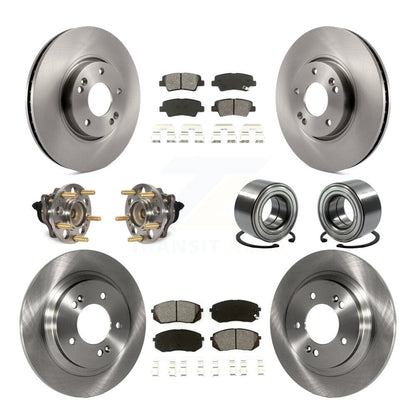Wheel Hub Bearing Disc Brake Rotor And Pad Front Rear Kit (10Pc) For Kia Soul EV