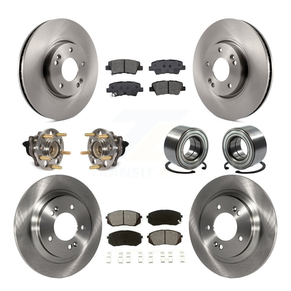 Wheel Hub Bearing Disc Brake Rotor And Pad Front Rear Kit (10Pc) For Kia Soul EV