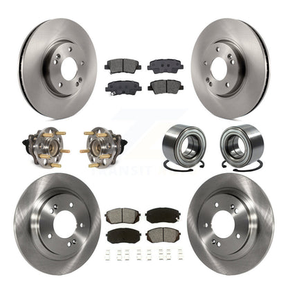 Wheel Hub Bearing Disc Brake Rotor And Pad Front Rear Kit (10Pc) For Kia Soul EV