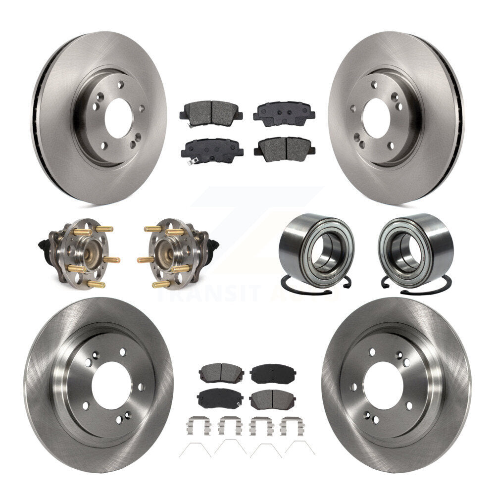 Hub Bearing Disc Brake Rotor Pad Front Rear Kit (10Pc) For 2017-2019 Kia Soul EV