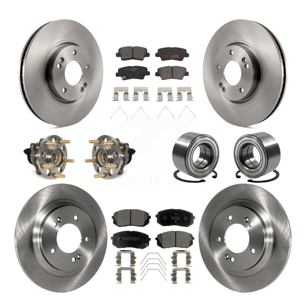 Hub Bearing Disc Brake Rotor Pad Front Rear Kit (10Pc) For 2017-2019 Kia Soul EV