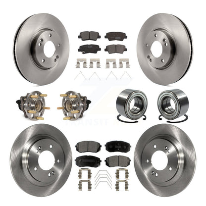Hub Bearing Disc Brake Rotor Pad Front Rear Kit (10Pc) For 2017-2019 Kia Soul EV
