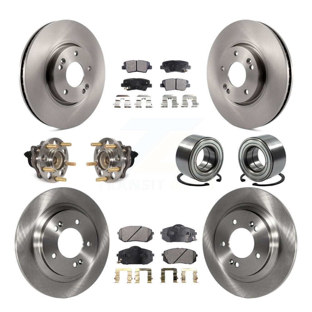 Wheel Hub Bearing Disc Brake Rotor And Pad Front Rear Kit (10Pc) For Kia Soul EV